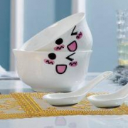 乐铭瓷艺 餐具套装 2碗2勺2垫子