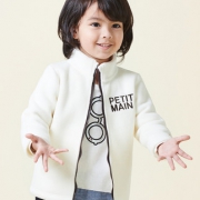 petit main 儿童短毛绒纯色外套 三色