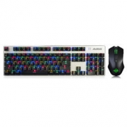 AJAZZ 黑爵 守望者 全彩RGB 游戏机械键鼠套装 青轴 黑色