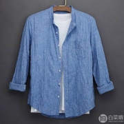 Vancl 凡客诚品 国风立领麻棉休闲长袖衬衫 多色
