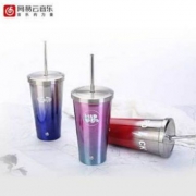 网易云音乐 不锈钢炫彩创意吸管杯 多色