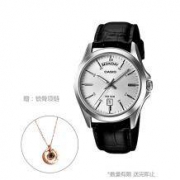 卡西欧CASIO 时尚简约皮带石英男士手表 送项链