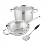 Fissler 菲仕乐 精巧单柄炒锅3件组 炒锅+汤锅+锅铲