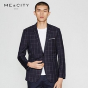 2折！Me&City 男士 蓝色格子 休闲西装