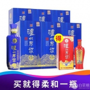 泸州原浆 蓝淡雅浓香型52度500ml*6瓶 送柔和1瓶