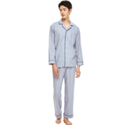 网易严选 男式 棉绒 撞色 家居服套装