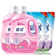 蓝汰 洗衣液 2kg*2瓶装深层洁净+500g*2袋装亮白薰衣草香