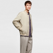 Zara 男士 拼接领口 飞行员夹克