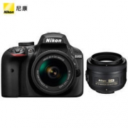 Nikon 尼康 D3400 单反相机套机（AF-P DX 18-55mm f3.5-5.6G VR +AF-S DX 尼克尔 35mm f/1.8G双镜头）