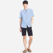 9日0点： UNIQLO 优衣库 406428 男士麻棉立领短袖衬衫