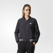 adidas 阿迪达斯 运动型格 女子 夹克 黑 CE2535