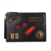 VERSACE VERSUS 范思哲 范瑟丝 FPX0020 FPLM F460C 18秋冬新款 男士黑色皮革大号手拿包