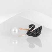 SWAROVSKI 施华洛世奇 5296471 黑天鹅珍珠半开口戒指