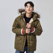 直降三百：凡客 男子加厚连帽棉服 N3B大衣