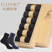 elefort 抗菌防臭 男士中筒棉袜 6双