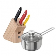 Prime会员专享镇店之宝，Zwilling 双立人 德国三色国旗 刀具4件套装+Nova奶锅