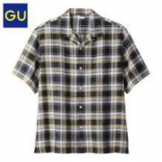 19日0点：GU 男式麻混纺开领衬衫