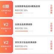 优惠券：京东 全品类 满49-2元白条券/支付券