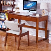 一米色彩 带键盘实木书桌 （双抽 单桌+椅子）