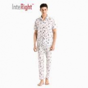INTERIGHT 家居服男 男士棉质印花凉爽短袖家居服套装