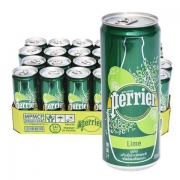 Perrier 巴黎水 气泡矿泉水 纤体罐装 330ml*24罐 青柠味
