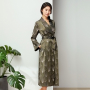 网易严选 设计师款 女式深绿印花睡袍