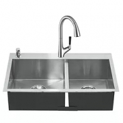 科勒（KOHLER）  K-3581T-2FD+K-562T-B4 手工大双槽+抽拉龙头套餐
