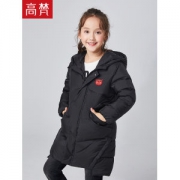 高梵 女童中长款羽绒服 95%白鸭绒