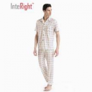 INTERIGHT 家居服男 男士棉质印花凉爽短袖家居服套装
