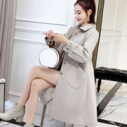 千鸟格子毛呢外套 女中长款