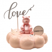 明星钟爱品牌 网红 CAKEBOSS 粉红心羽慕斯翻糖蛋糕