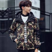 吉普盾 男士加厚防风迷彩羽绒服