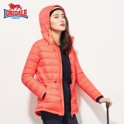 龙狮戴尔 女连帽收腰羽绒服 马卡龙色系 90%灰鸭绒