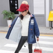 18年冬季新款，雪中飞 女童加绒牛仔风衣（120-170cm码）