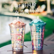 10点开始，LOK Tanana ART 星球系列 ins风炫彩双层吸管杯530ml 2色 送杯刷