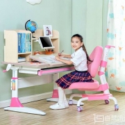 限Prime会员，心家宜 手摇机械升降儿童学习桌椅套装M112+M207L 配614高读书架 2色