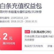 优惠券：京东白条  话费/流量充值 满19-2元券*2张
