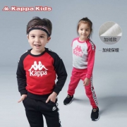 降￥30，2018秋冬新款 Kappa 背靠背 儿童加绒运动套装 2色