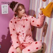 缇倩 女士法兰绒家居服套装