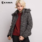 KAMA 卡玛 女士宽松短款连帽棉外套