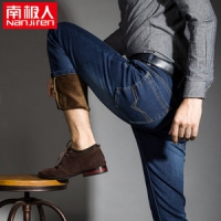 南极人  秋冬加绒加厚 男士牛仔裤 带微弹