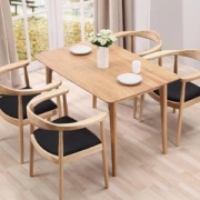 TIMI 天米 北美进口白橡木餐桌椅组合（1.4米日式餐桌+4把总统椅）