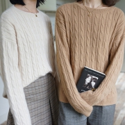 玉蓉丹 女圆领羊绒衫 针织毛衣