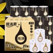 顺清柔 黑金纯净系列4层有芯卷纸 180g*27卷*4件