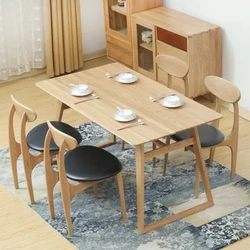 丰圆藤木 纯白橡木餐桌椅组合(1.3米原木色 一桌四椅)
