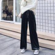 楼夕 女士金丝绒阔腿裤