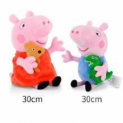 博轩 小猪佩奇玩具毛绒公仔 佩琪+乔治套装30cm*2件