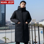 吉普盾 男长款防风棉服 仿丝绒