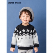 双11预售： PETIT MAIN 儿童拼色毛衣