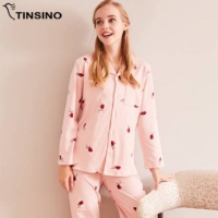 Tinsino 纤丝鸟 女式长袖春秋季薄款纯棉家居服套装